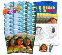 Disney Juego de 24 mini recuerdos de fiesta Moana para niñas, niños, paquete con 24 paquetes de juego Moana Grab n Go con páginas para colorear, calcomanías, bolsas de golosinas, más (suministros y