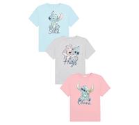 Disney Lilo and Stitch - Paquete de 3 camisetas para niñas, rosa, 10-11 años