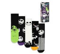 Disney Juego de 5 calcetines de Jack Skellington de Pesadilla antes de Navidad | Calcetines unisex para adulto con calaveras, rayas y personajes | Para uso diario y Halloween | Merchandising