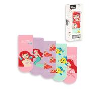 Disney Juego de 5 calcetines de pantorrilla para niña de La Sirenita | Diseños multicolor de Ariel, Flounder y Sebastian | Para uso diario | Estampados divertidos en rosa, morado y verde