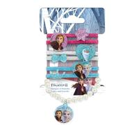 DISNEY - Juego de 6 gomas con purpurina y 1 pulsera de perlas con la imagen de Elsa, Anna y Olaf (12 unidades)