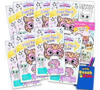 Disney Juego de 8 mini recuerdos de fiesta de Super Kitties, paquete de 8 paquetes de juego con mini libros para colorear, calcomanías y bolsas de golosinas, suministros para fiestas de cumpleaños de