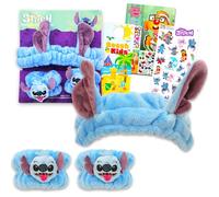 Disney Juego de accesorios para el cabello de Stitch para niñas, paquete con diadema de felpa con orejas y pulseras de felpa y calcomanías, más accesorios para el cabello de puntada para mujer