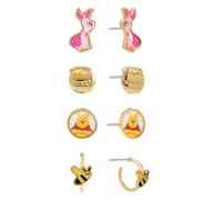 Disney Juego de aretes dorados de Winnie the Pooh para niñas