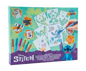 Disney Juego de boligrafos Stitch | Set de rotuladores de soplar con plantillas de Stitch combinables, colores para mezclar, todo vuelve a la caja, para +4 años