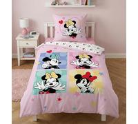 Disney - Juego de cama infantil con funda nórdica reversible de 140 x 200 cm + funda de almohada de 65 x 65 cm, 100% algodón, rosa