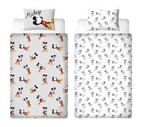 Disney Juego de Funda nórdica Individual con Licencia Oficial de Mickey Mouse Ropa de Cama Reversible de Dos Caras con diseño Gris, Que Incluye una Funda de Almohada a Juego