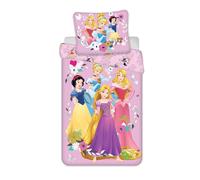 Disney - Juego de funda nórdica y funda de almohada, 1 unidad, diseño de princesas, color rosa y multicolor