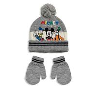 Disney - Juego de gorro y guantes de invierno de Mickey Mouse con pompón para niño 5580, gris, 50