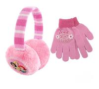Disney Juego de orejeras y guantes de invierno para niños, felpa de princesa, rosa, niñas pequeñas, de 4 a 7 años