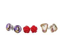 Disney Juego de pendientes de princesa multicolor de 16 piezas, talla única, Zinc
