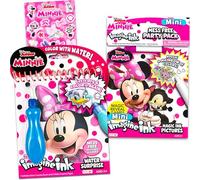 Disney Juego de pintura de Minnie Mouse con agua para niños, paquete de 2 libros sin desorden con pincel sorpresa de agua, bolígrafo y calcomanías | Suministros para fiestas de Minnie Mouse
