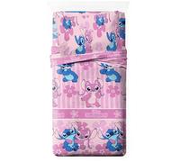 Disney Juego de Sábanas Infantil 3 Piezas Licencia Oficial Marvel (Encimera+Bajera+Almohada) 52% Algodón 48% Poliéster - Cama 90/105 (Stitch Rosa, Cama 90cm)