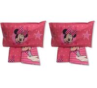 Disney Juego de sábanas Minnie 1 Plaza, algodón, Rosa (Paquete de 2)