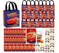 Disney Juego definitivo de recuerdos de fiesta de Cars - 24 bolsas de fiesta con mini libro de actividades para colorear, calcomanías, tatuajes | Suministros de cumpleaños Lightning McQueen