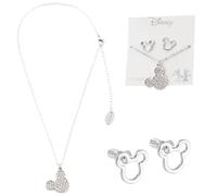 Disney Juegos de Joyas para Niña Pulsera Niña Aretes Pendientes Accesorios (Plata Mickey)