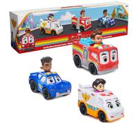 Disney Junior Firebuds On The Move Rescue Team 3 PK - Coche de juguete de metal fundido a presi n: cami n de bomberos, ambulancia y coche de poli
