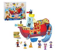 Disney Junior Mickey Mouse Funhouse Treasure Adventure Barco pirata con figuras adicionales, figuras de juguete de 18 piezas y set de juego, juguetes para niños a partir de 3 años, exclusivo de Amazon