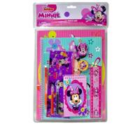 Disney Junior Minnie Mouse - Juego de papelería de 11 piezas, suministros escolares para niños con cuaderno, lápices y regla, rosa y morado