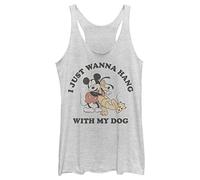 Disney Junior's Characters Mickey Dog Fill Lover Tri-Blend Racerback Layering Tank, White Heather, Medium