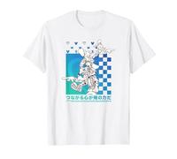 Disney Kingdom Hearts Sora Donald Goofy Kanji Checkerboard Camiseta, Hombre, Blanco, S