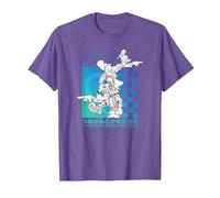 Disney Kingdom Hearts Sora Donald Goofy Kanji Checkerboard Camiseta, Hombre, Morado Jaspeado, S