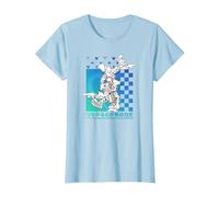 Disney Kingdom Hearts Sora Donald Goofy Kanji Checkerboard Camiseta, Mujer, Azul Bebé, S