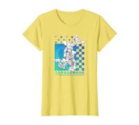 Disney Kingdom Hearts Sora Donald Goofy Kanji Checkerboard Camiseta, Mujer, Limón, S
