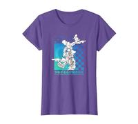 Disney Kingdom Hearts Sora Donald Goofy Kanji Checkerboard Camiseta, Mujer, Morado Jaspeado, S