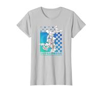 Disney Kingdom Hearts Sora Donald Goofy Kanji Checkerboard Camiseta, Mujer, Plata, XL