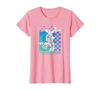 Disney Kingdom Hearts Sora Donald Goofy Kanji Checkerboard Camiseta, Mujer, Rosado, XS