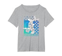 Disney Kingdom Hearts Sora Donald Goofy Kanji Checkerboard Camiseta, Mujer tallas grandes, Gris Jaspeado, 1XL Grande