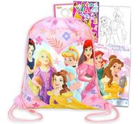 Disney Kit de actividades de viaje de princesa para niños con bolsa con | Disney Juego de actividades para colorear de princesa con bolsa de 27,9 x 35,6 cm, libro para colorear, calcomanías, más