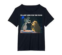 Disney La dama y el vagabundo: solo estoy aquí por el meme de la comida Camiseta, Mujer tallas grandes, Negro, 1XL Grande