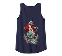 Disney La Sirenita Ariel Anchor Camiseta sin Mangas, Mujer, Azul Marino, S