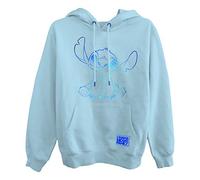 Disney Ladies Lilo and Stitch Sweatshirt - Ladies Classic Lilo and Stitch Hoodie with Foil (Light Blue Foil, XX-Large)