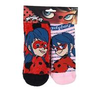 Disney Ladybug - Calcetines antideslizantes para niños, calcetines para niña, ladybug, calcetines esponjosos para invierno, pack de 2 pares, multicolor, 27-30