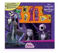 Disney L'Étrange Noël de Monsieur Jack Colle à l’histoire - Livre cartonné de 16 pages, 8 figurines à ventouse, 2 jeux de société, 1 grand plateau de jeu recto verso, fermeture velcro, coffret