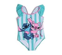 Disney Lilo and Stitch Angel - Traje de baño para niñas, traje de baño de una pieza con volantes, 7-8 años, color aguamarina