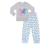 Disney Lilo and Stitch - Conjunto de pijama largo para niña Stitch & Angel, gris, 8-9 años