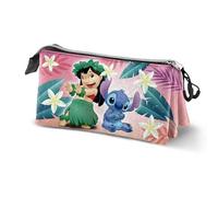 Disney Lilo and Stitch Couple-Triple Pencil Case, Multi-Colour
