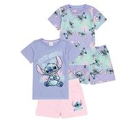 Disney Lilo and Stitch Girls 2 Pack Pijamas | Kids Pink Purple Just Chill Animated Alien T-Shirts Shorts Set | Mercancía de Ropa de Dormir Movie