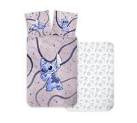 Disney Lilo and Stitch - Juego de ropa de cama infantil de 100 x 135 cm y funda de almohada de 40 x 60 cm, 100 % algodón suave, ropa de cama de personajes de dibujos animados para niños y niñas