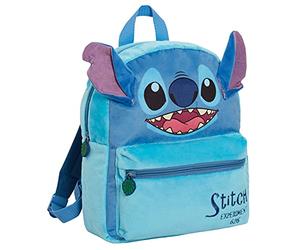 Disney Lilo and Stitch - Mochila de felpa para niños, mochila escolar 3D, bolsa de almuerzo para regalo, Blue, One Size, Mochila