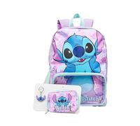 Disney Lilo and Stitch - Mochila infantil de 3 piezas con monedero, cartera y llavero