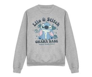 Disney Lilo and Stitch Ohana Babe Adults Crew Sweatshirt, Heather Grey Sudadera Unisex Adulto