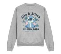 Disney Lilo and Stitch Ohana Babe Adults Crew Sweatshirt, Heather Grey Sudadera, Gris, S Unisex Adulto