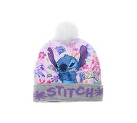 Disney Lilo and Stitch - Sombrero de invierno con PON PON PON para niñas, diseño de puntadas (número, 54, gris), gris, 48 cm