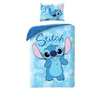 Disney LILO e STITCH - Juego de cama con funda nórdica individual reversible de 140 x 200 cm y funda de almohada de 70 x 90 cm - Multicolor - 100% algodón OEKO-TEX