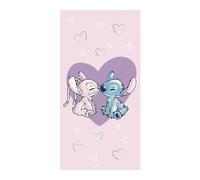 Disney Lilo e Stitch Toalla de playa Love, rosa, 100% algodón, 70 x 140 cm